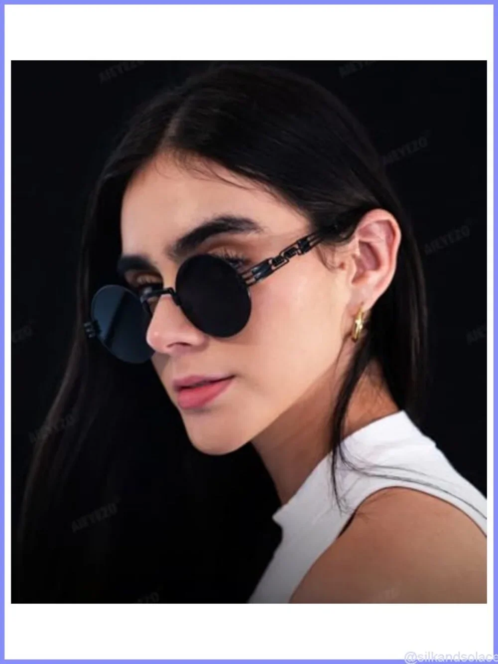 Round Steampunk Polarized Sunglasses Stainless Steel Frame UV Blocking